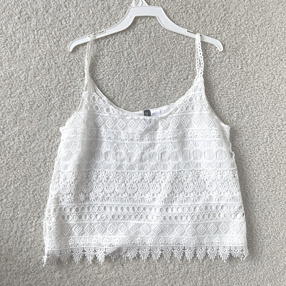 NWOT H&M Lace Tank, White